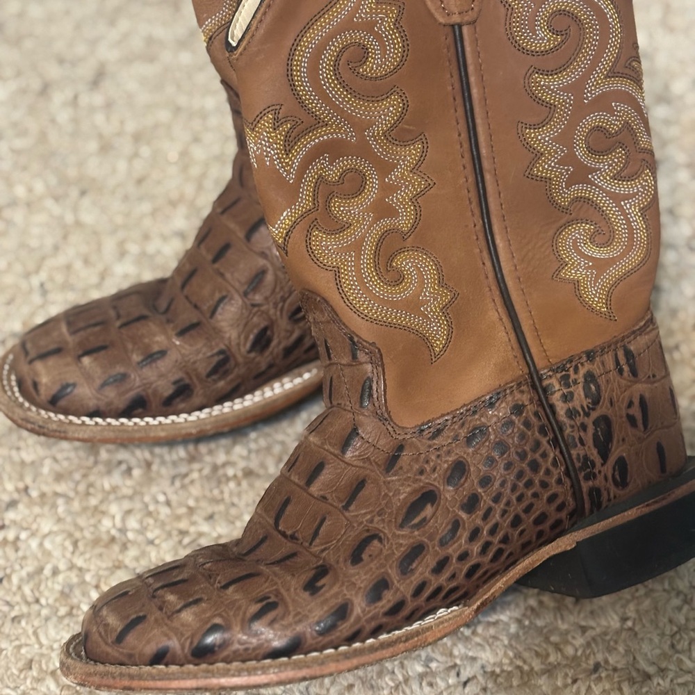Embossed Brown Cowboy Boots